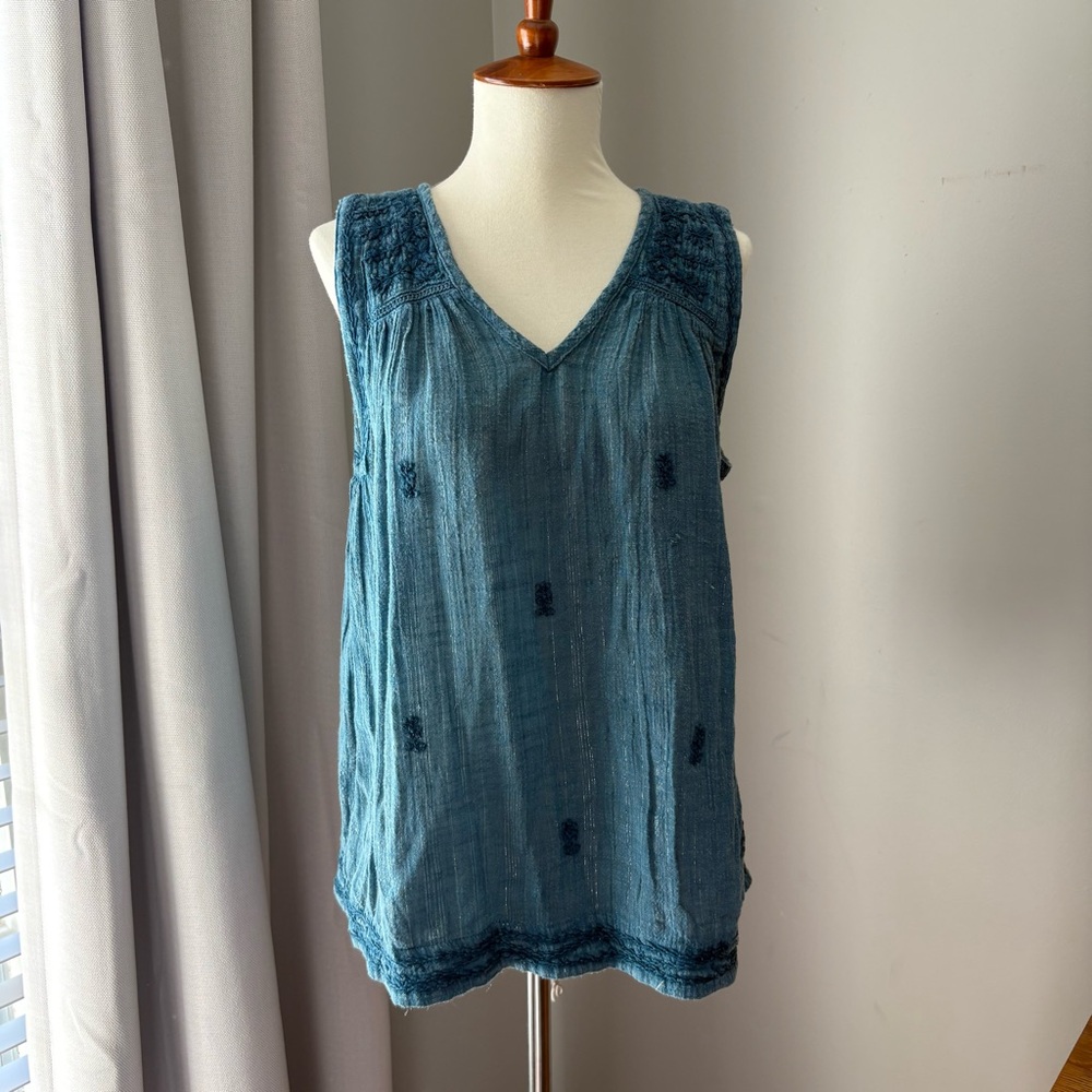 C&C California Blue tank metallic Fabric Made in India